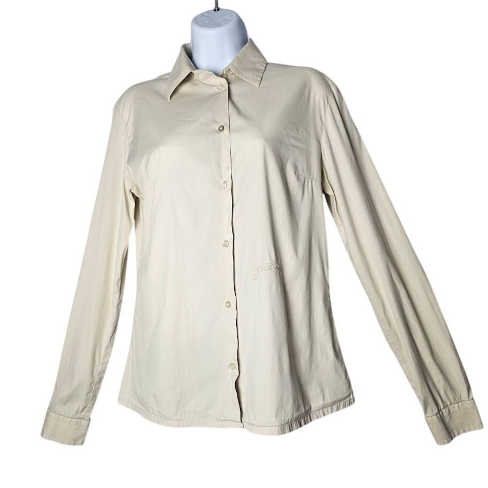 Italian-Made Button-Down‎ Blouse Cream M Classic Capsule Jeckerson Quiet Luxury